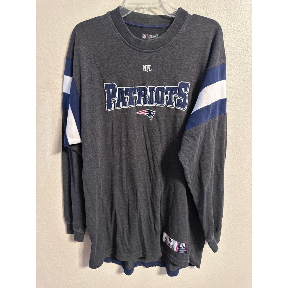 NFL New England Patriots Long Sleeve Shirt Mens XL Gray Football Apparel